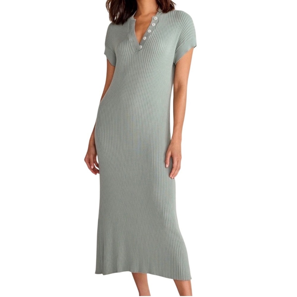 Varley Aria Knit Midi Dress Womens sz 1X minimalist neutral quiet luxury classic